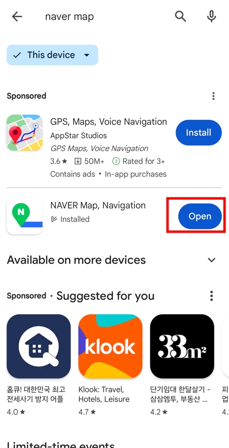 Run the Naver Map app