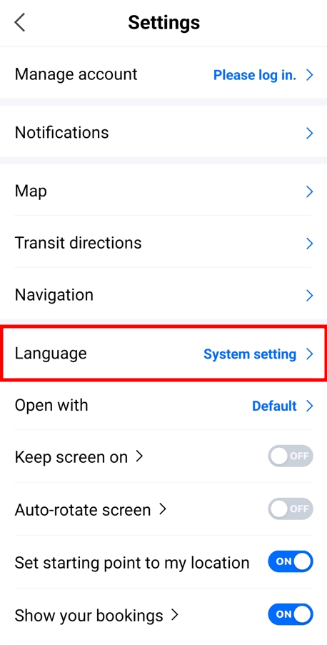 naver map language setting - system setting